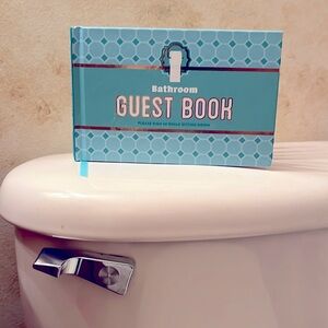 😂GAG GIFT Knock Knock Bathroom Guest Book, Funny Fill In The Blanks 112 pgs NWT